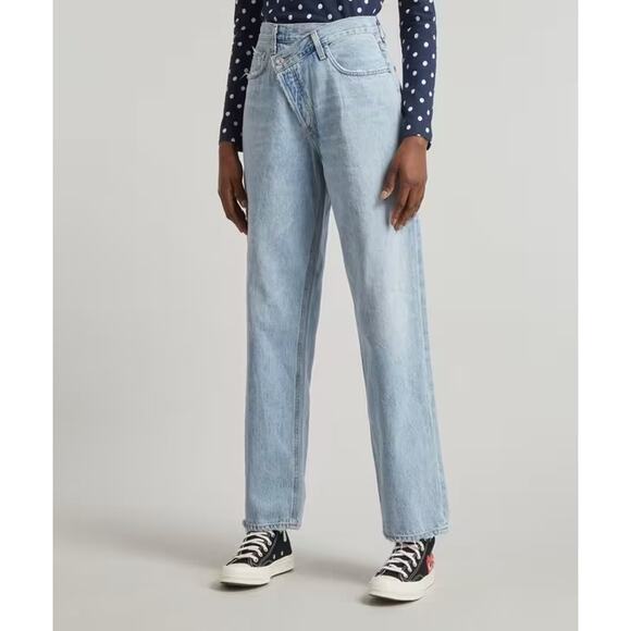 Agolde Jeans Criss Cross Upsized Straight Leg Light Wash Denim - Picture 1 of 9